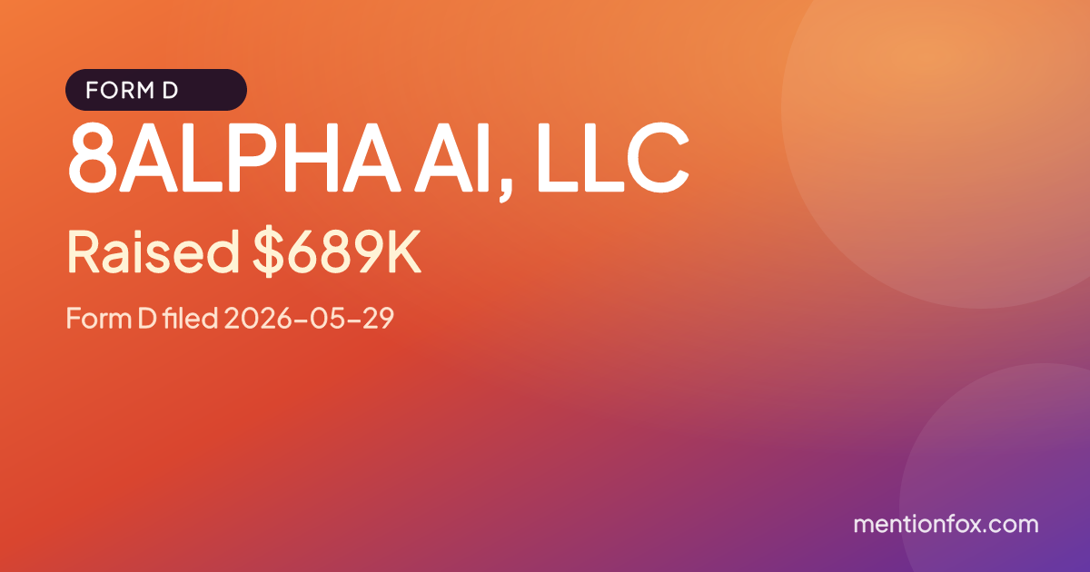8ALPHA AI, LLC: Raised $689K, Form D filed 2026-05-29