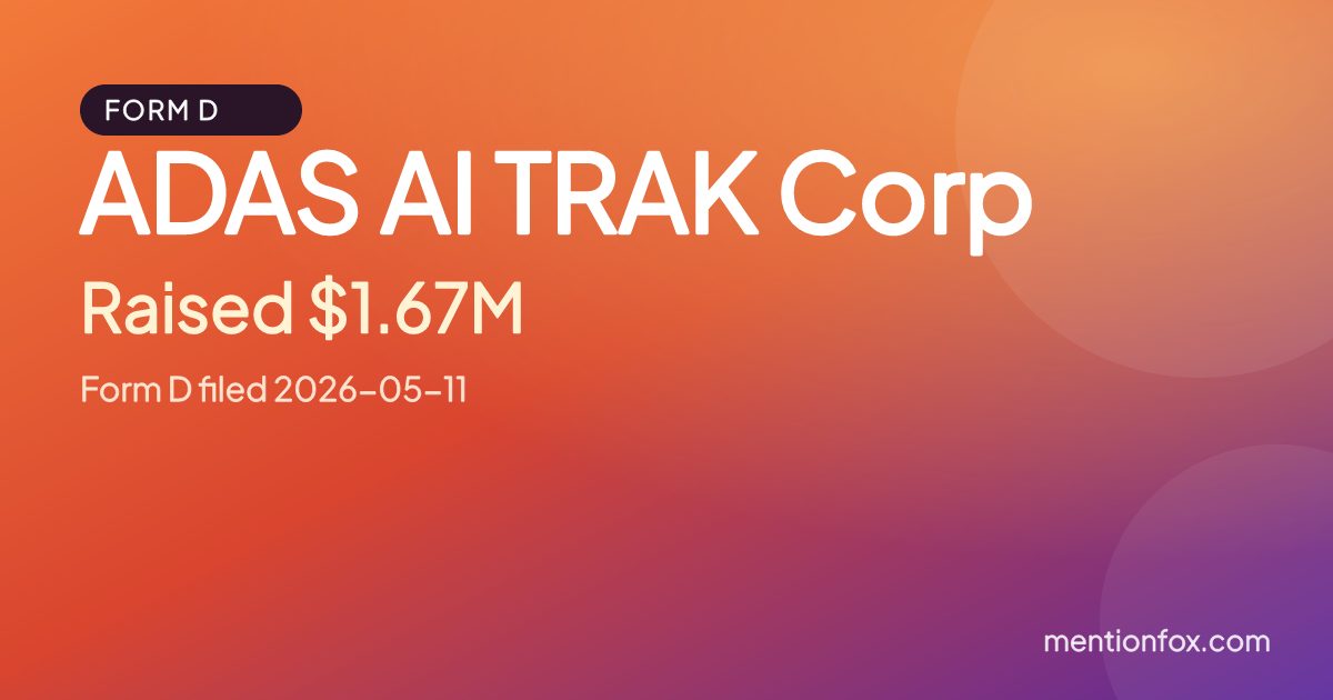 ADAS AI TRAK Corp: Raised $1.67M, Form D filed 2026-05-11