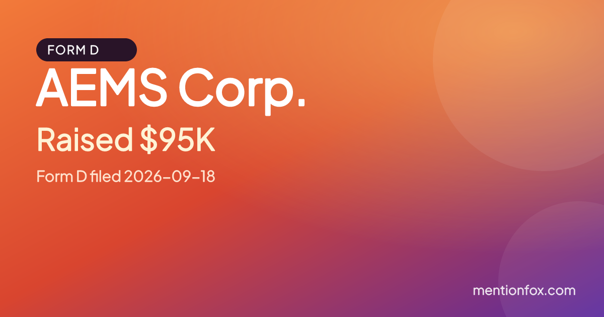 AEMS Corp.: Raised $95K, Form D filed 2026-09-18