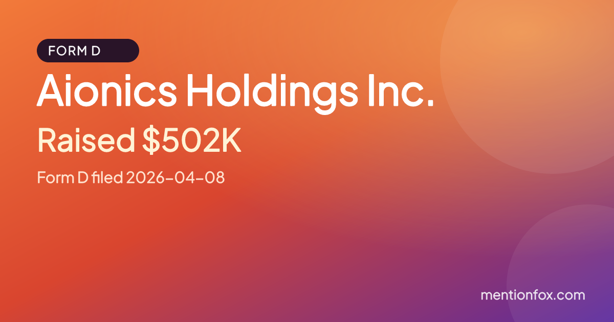 Aionics Holdings Inc.: Raised $502K, Form D filed 2026-04-08