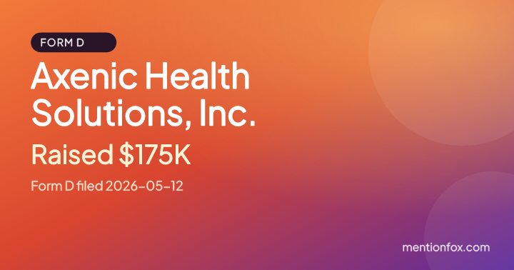 Axenic Health Solutions, Inc.: Raised $175K, Form D filed 2026-05-12