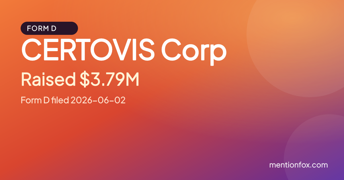 CERTOVIS Corp: Raised $3.79M, Form D filed 2026-06-02