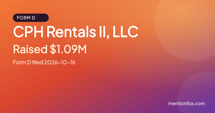 CPH Rentals II, LLC: Raised $1.09M, Form D filed 2026-10-16