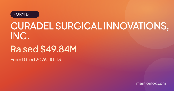 CURADEL SURGICAL INNOVATIONS, INC.: Raised $49.84M, Form D filed 2026-10-13