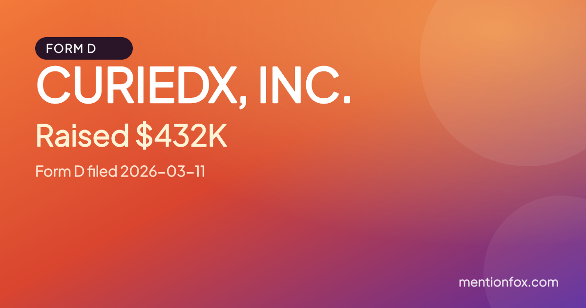 CURIEDX, INC.: Raised $432K, Form D filed 2026-03-11