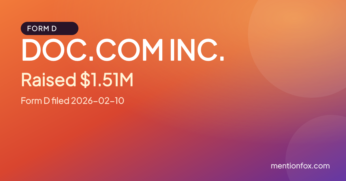 DOC.COM INC.: Raised $1.51M, Form D filed 2026-02-10