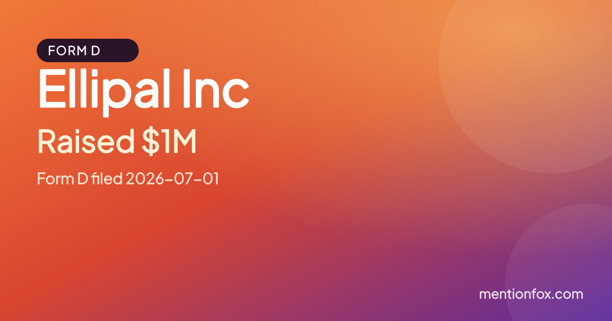 Ellipal Inc: Raised $1M, Form D filed 2026-07-01