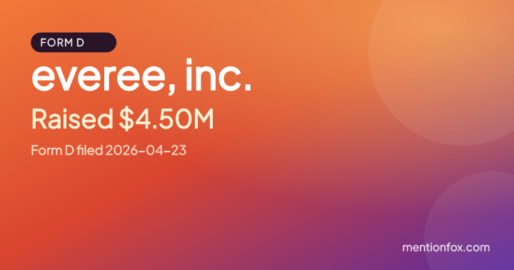 everee, inc.: Raised $4.50M, Form D filed 2026-04-23