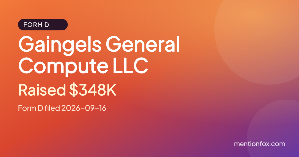 Gaingels General Compute LLC: Raised $348K, Form D filed 2026-09-16
