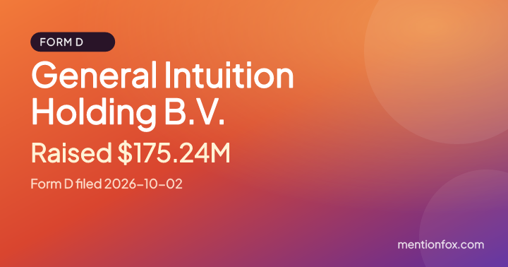 General Intuition Holding B.V.: Raised $175.24M, Form D filed 2026-10-02