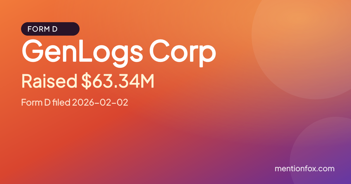 GenLogs Corp: Raised $63.34M, Form D filed 2026-02-02