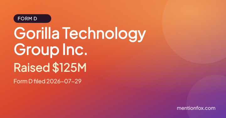 Gorilla Technology Group Inc.: Raised $125M, Form D filed 2026-07-29
