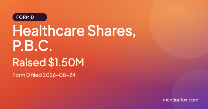 Healthcare Shares, P.B.C.: Raised $1.50M, Form D filed 2026-08-24