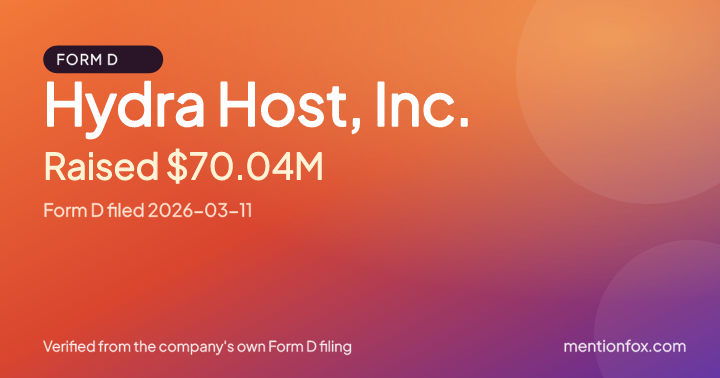 Hydra Host, Inc.: Raised $70.04M, Form D filed 2026-03-11