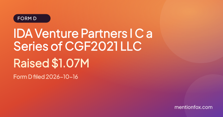 IDA Venture Partners I C a Series of CGF2021 LLC: Raised $1.07M, Form D filed 2026-10-16