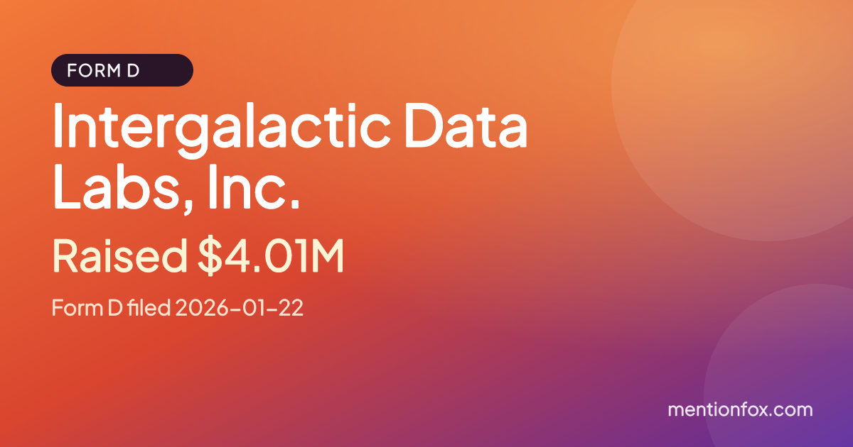 Intergalactic Data Labs, Inc.: Raised $4.01M, Form D filed 2026-01-22