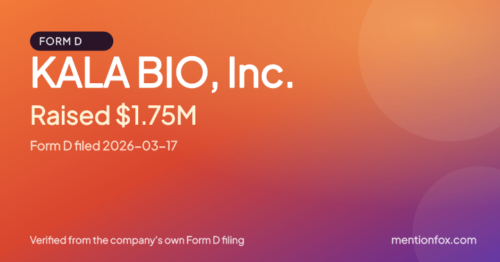 KALA BIO, Inc.: Raised $1.75M, Form D filed 2026-03-17