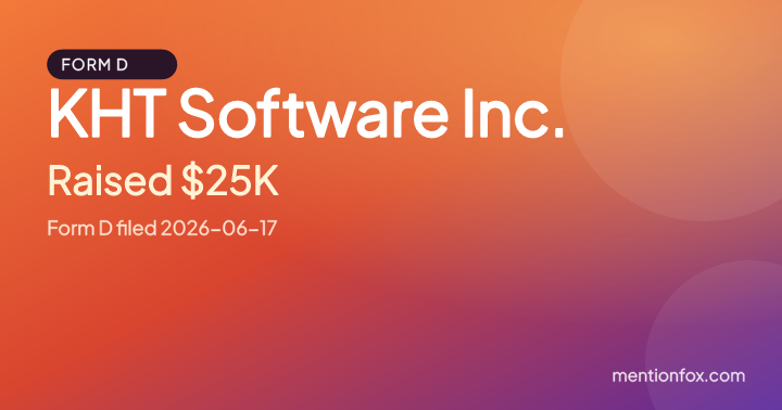 KHT Software Inc.: Raised $25K, Form D filed 2026-06-17