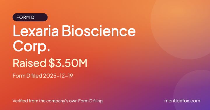 Lexaria Bioscience Corp.: Raised $3.50M, Form D filed 2025-12-19
