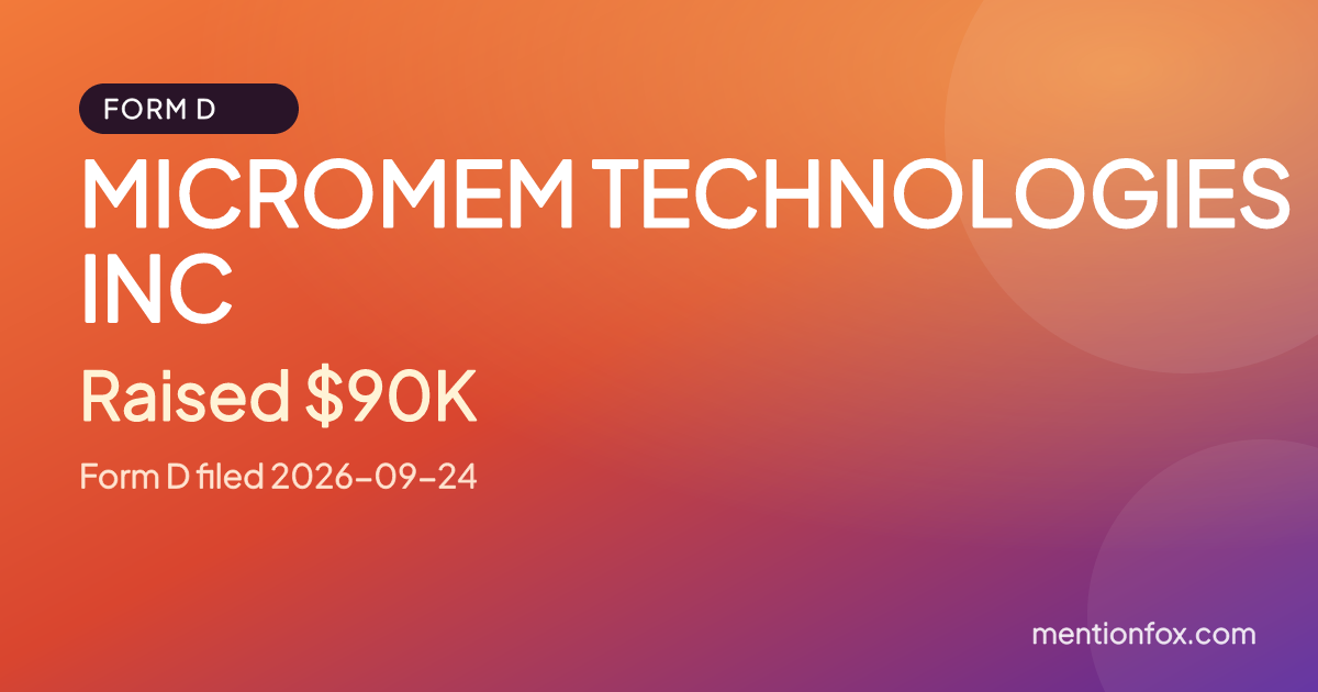 MICROMEM TECHNOLOGIES INC: Raised $90K, Form D filed 2026-09-24