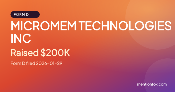 MICROMEM TECHNOLOGIES INC: Raised $200K, Form D filed 2026-01-29