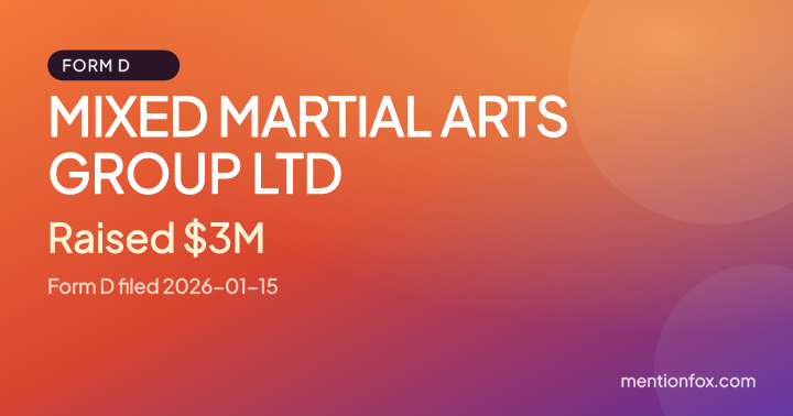 MIXED MARTIAL ARTS GROUP LTD: Raised $3M, Form D filed 2026-01-15