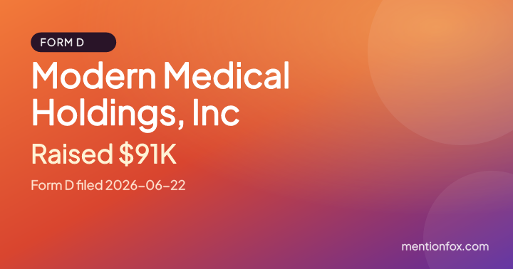 Modern Medical Holdings, Inc: Raised $91K, Form D filed 2026-06-22