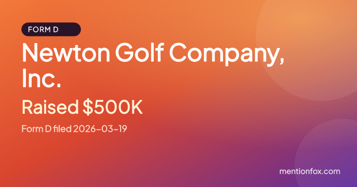 Newton Golf Company, Inc.: Raised $500K, Form D filed 2026-03-19