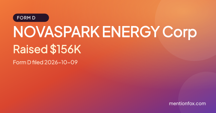 NOVASPARK ENERGY Corp: Raised $156K, Form D filed 2026-10-09