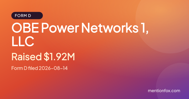 OBE Power Networks 1, LLC: Raised $1.92M, Form D filed 2026-08-14