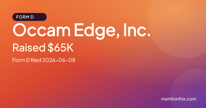 Occam Edge, Inc.: Raised $65K, Form D filed 2026-06-08