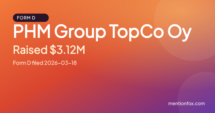 PHM Group TopCo Oy: Raised $3.12M, Form D filed 2026-03-18