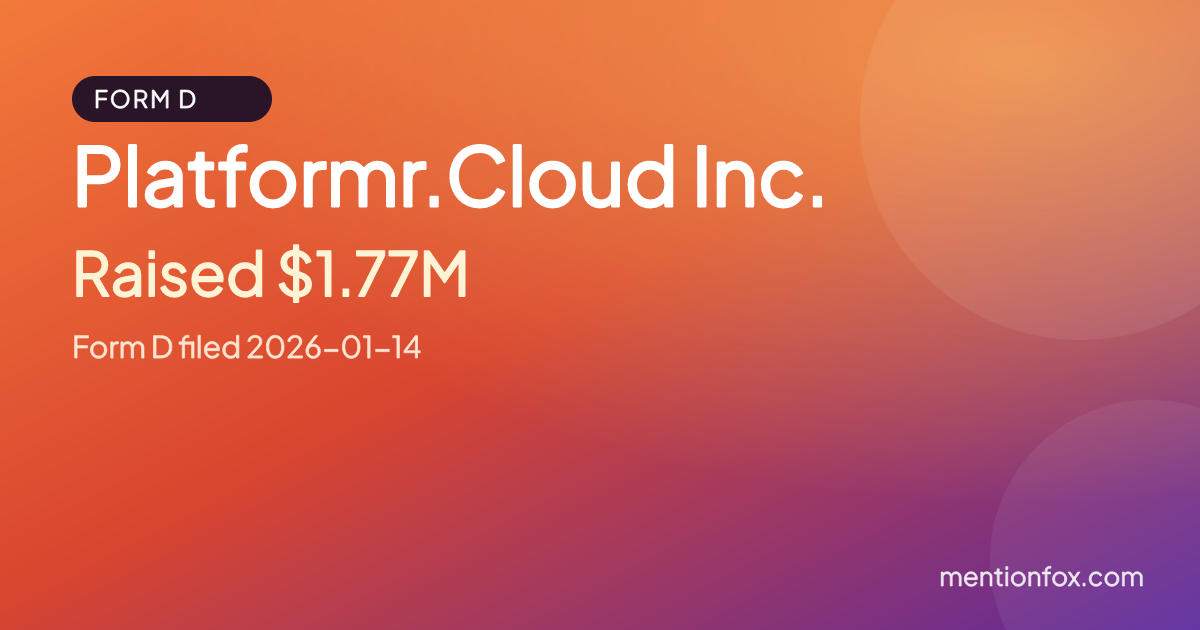 Platformr.Cloud Inc.: Raised $1.77M, Form D filed 2026-01-14