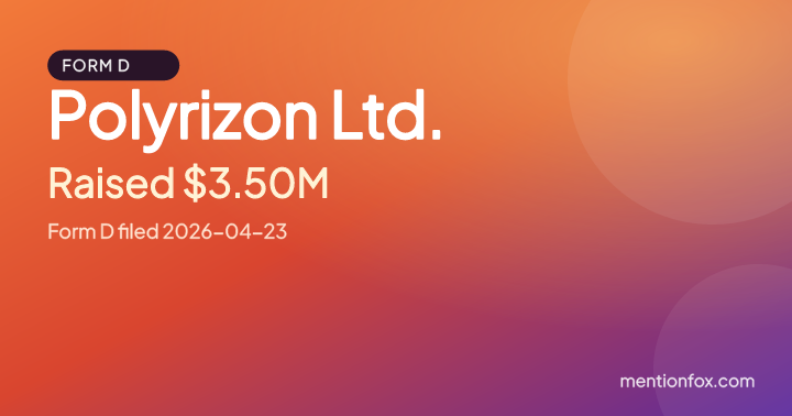 Polyrizon Ltd.: Raised $3.50M, Form D filed 2026-04-23