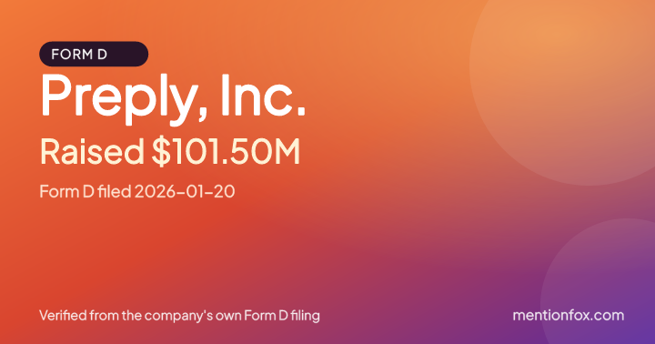 Preply, Inc.: Raised $101.50M, Form D filed 2026-01-20