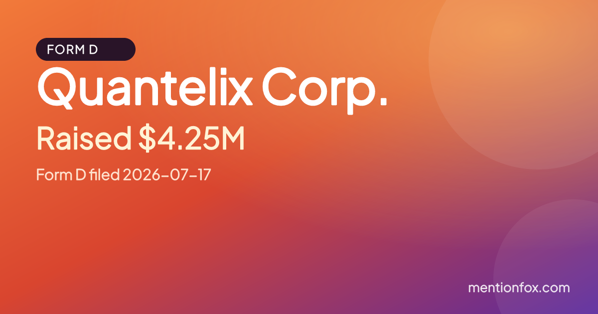 Quantelix Corp.: Raised $4.25M, Form D filed 2026-07-17
