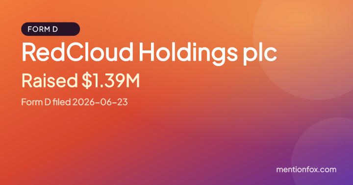 RedCloud Holdings plc: Raised $1.39M, Form D filed 2026-06-23