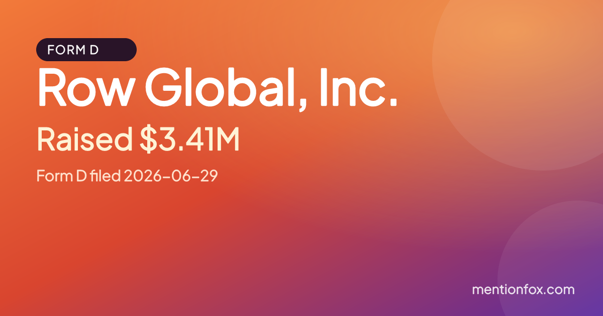 Row Global, Inc.: Raised $3.41M, Form D filed 2026-06-29