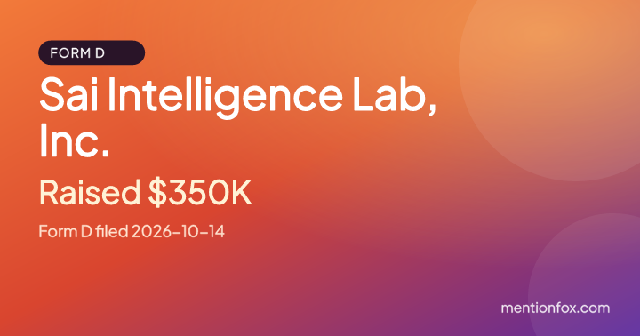 Sai Intelligence Lab, Inc.: Raised $350K, Form D filed 2026-10-14