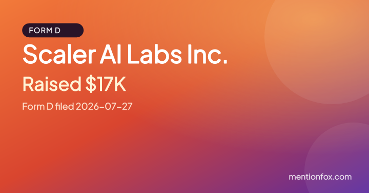 Scaler AI Labs Inc.: Raised $17K, Form D filed 2026-07-27