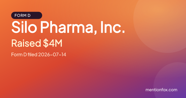Silo Pharma, Inc.: Raised $4M, Form D filed 2026-07-14