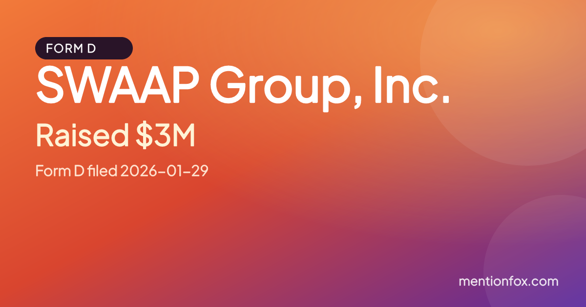 SWAAP Group, Inc.: Raised $3M, Form D filed 2026-01-29