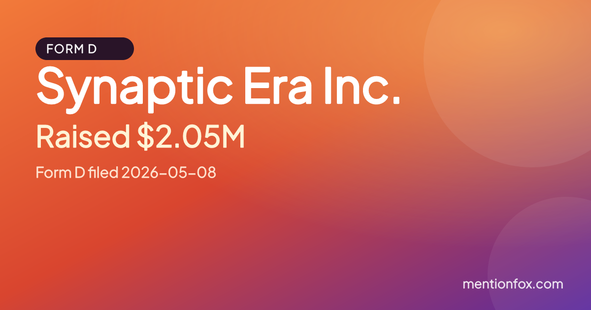 Synaptic Era Inc.: Raised $2.05M, Form D filed 2026-05-08