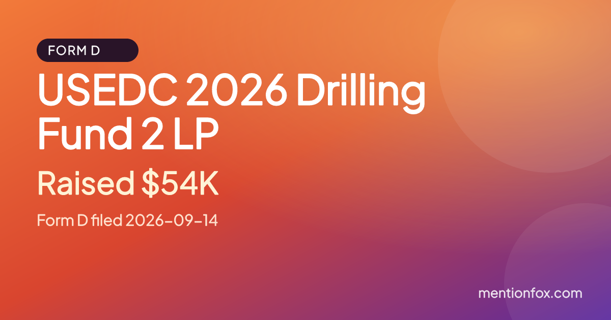 USEDC 2026 Drilling Fund 2 LP: Raised $54K, Form D filed 2026-09-14