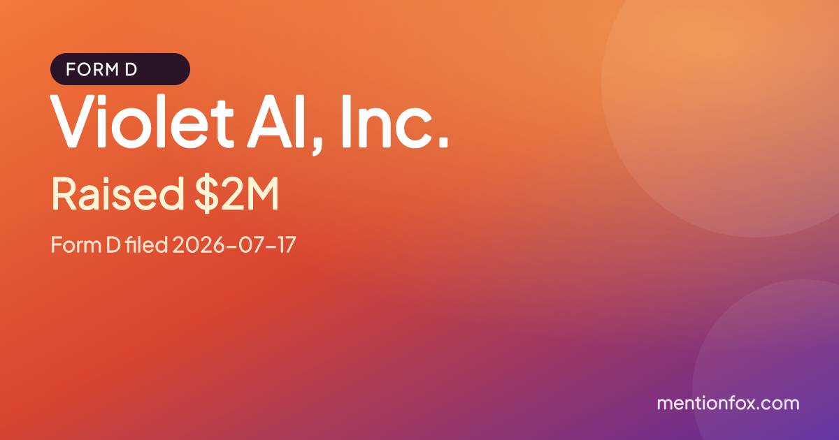 Violet AI, Inc.: Raised $2M, Form D filed 2026-07-17