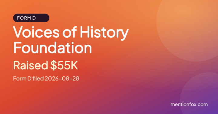Voices of History Foundation: Raised $55K, Form D filed 2026-08-28