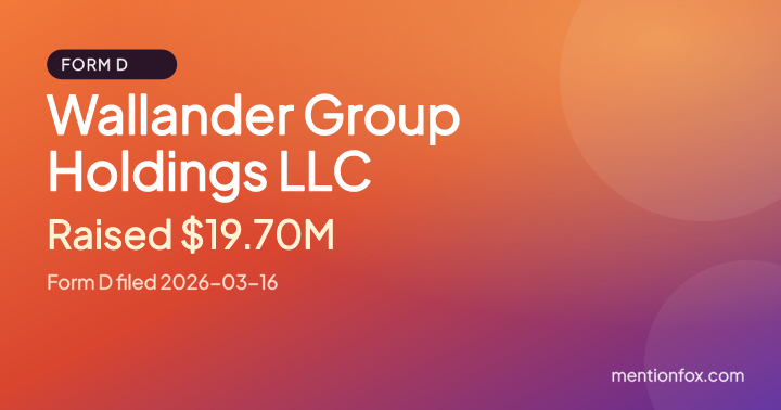 Wallander Group Holdings LLC: Raised $19.70M, Form D filed 2026-03-16