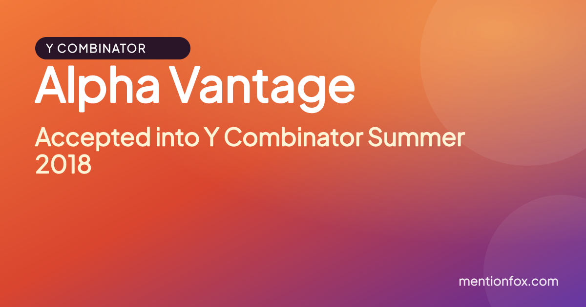Alpha Vantage: Accepted into Y Combinator Summer 2018