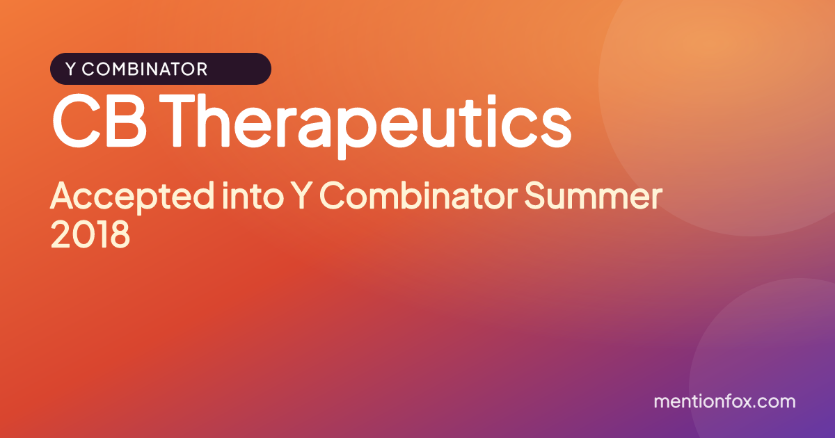 CB Therapeutics: Accepted into Y Combinator Summer 2018