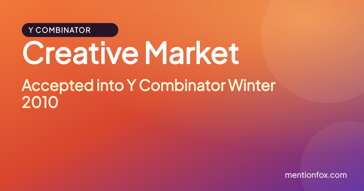Creative Market: Accepted into Y Combinator Winter 2010